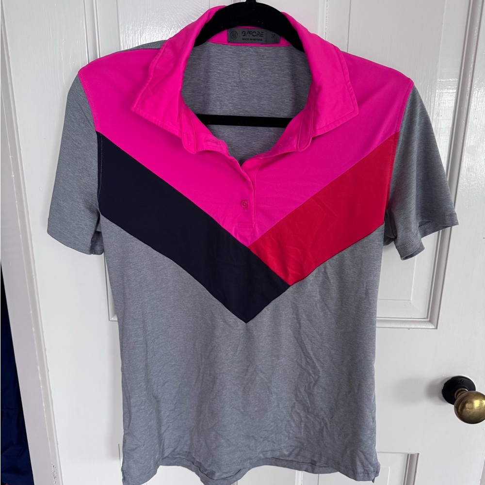 G/Fore Polo Shirt in Pink, Red, and Gray, size M